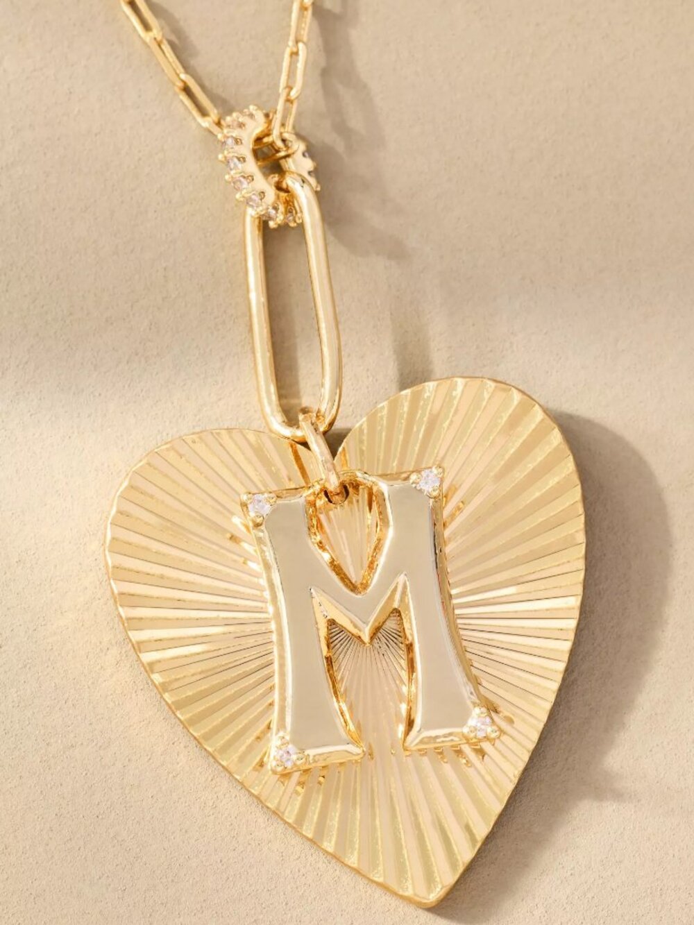 Last One! NWT Anthropologie Fluted Heart Pendant Monogram Necklace Letter M